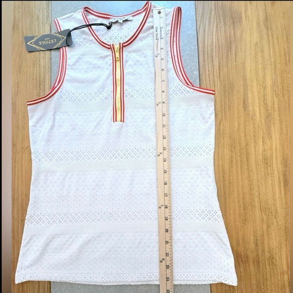 L’Etoile Zip Front Tennis Tank Top in White with Red and Yellow Trim Size Large - Picture 11 of 12
